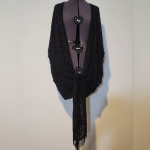 Embroidered flapper style shawl one size